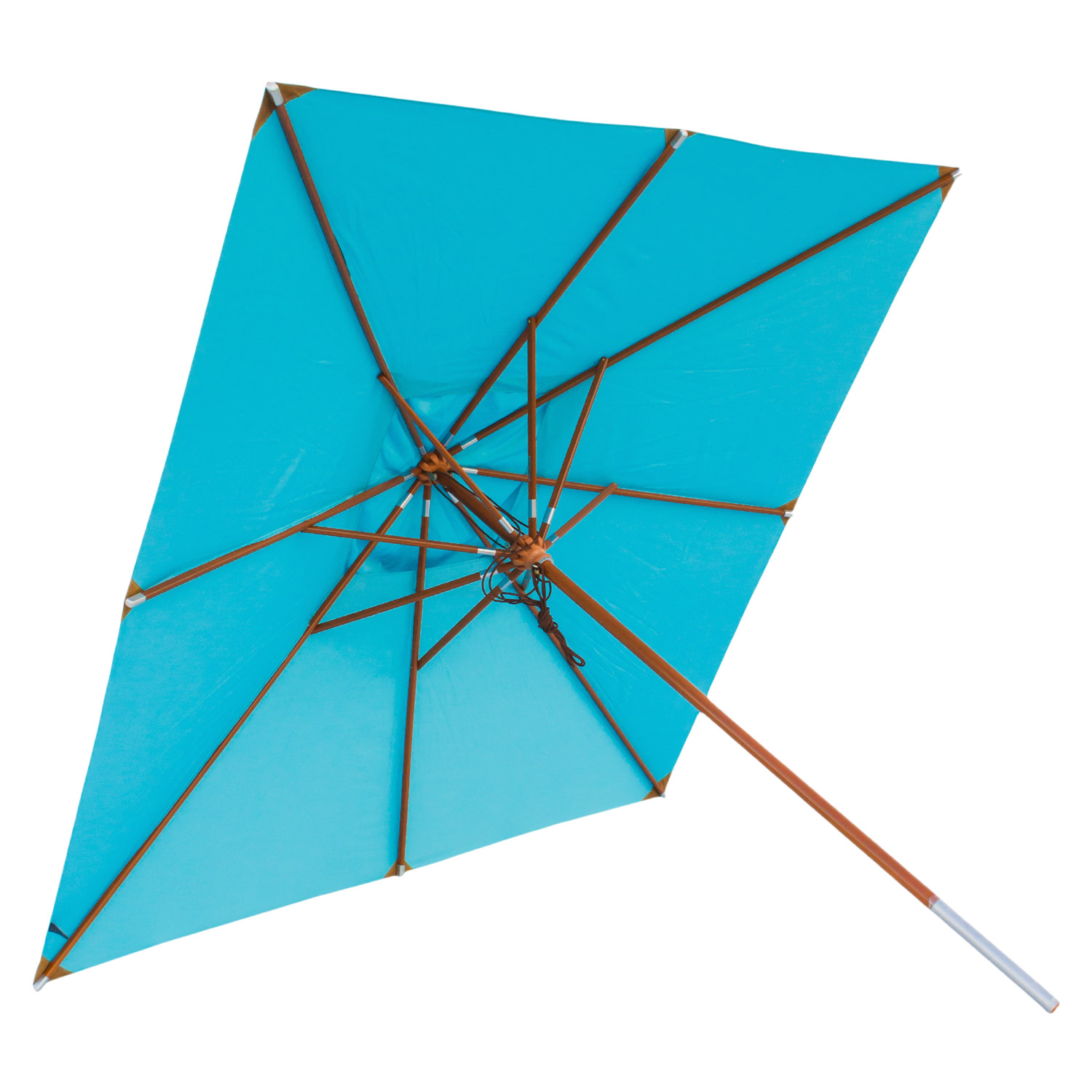 anndora Sonnenschirm mit Holz Gartenschirm 3x3m eckig Himmelblau Hellblau Winddach UV-Schutz - 3