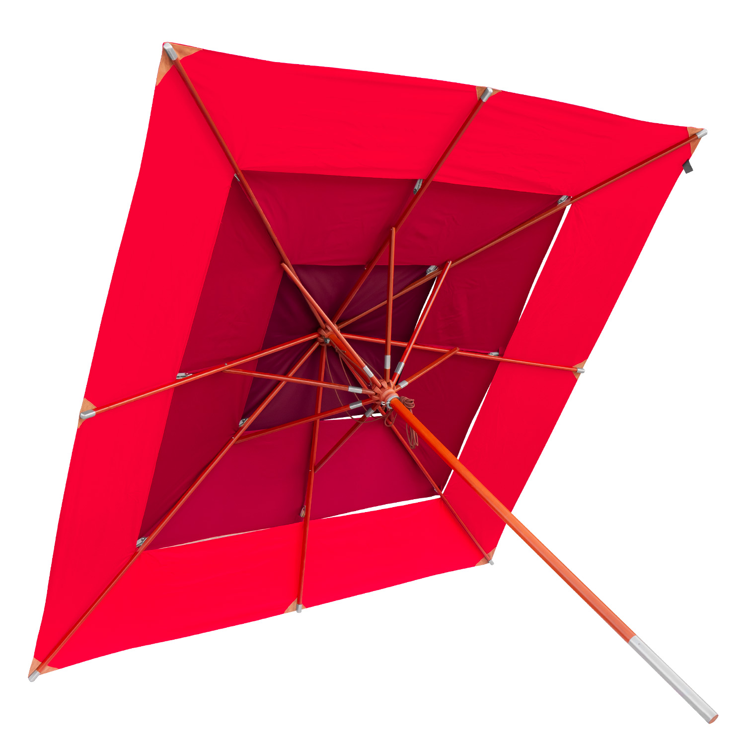 anndora Sonnenschirm 3x3m eckig 3-lagig Mehrfarbig Rot UV-Schutz - 4